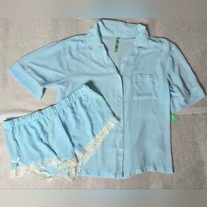 Honeydew Intimates Sky Blue Pajama Set with Lace
